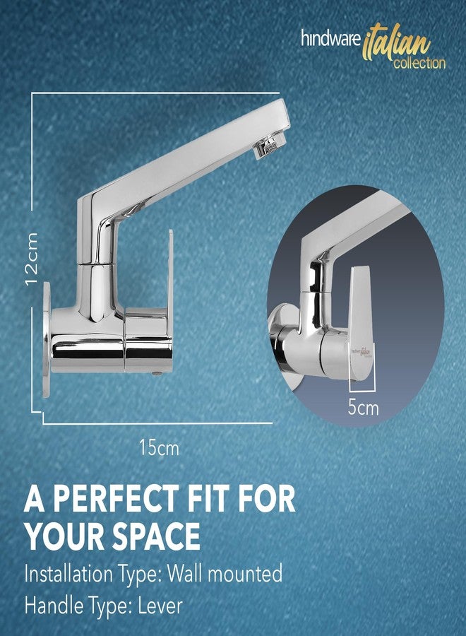 Hindware Italian Collection F360023SCP Element Sink Tap for Kitchen with Swivel Spout (Wall Mounted)- Star Rated, Brass with Chrome Finish - Image 3